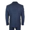  Mens 3 Piece Navy Blue Suit Tweed Check